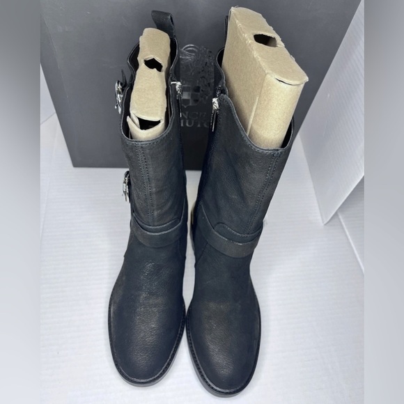 Vince Camuto Women’s Size 7 VC-KERIVINI BLK Silk Goat Black Moto Boots - Picture 9 of 13